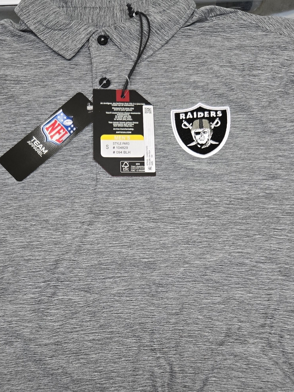 Antigua Raiders Heather Gray Polo Shirt
